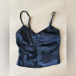 Abercrombie Satin Rouched Adjustable Tank Top